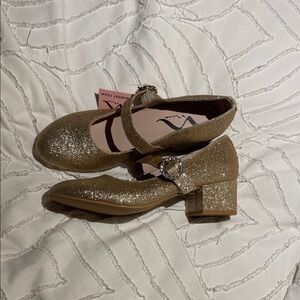 Elegant Gold Glitter Mary Jane Shoes